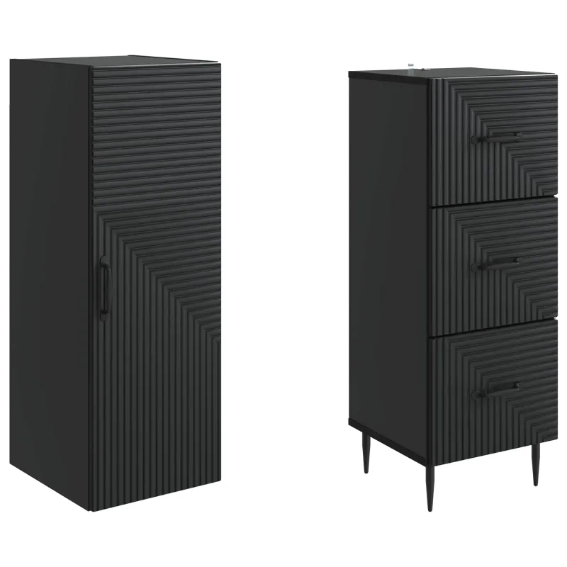 Spintelė 2 pcs Juoda 33 x 34,5 x 90 cm Apdirbta mediena