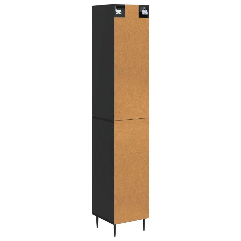 Spintelė 2 pcs Juoda 33 x 34,5 x 90 cm Apdirbta mediena