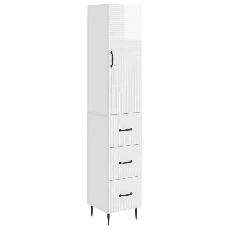 Spintelė 2 pcs Itin blizgi balta 33 x 34,5 x 90 cm