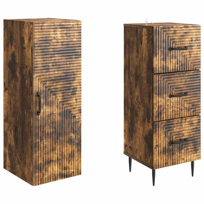 Spintelė 2 pcs Dūminio ąžuolo 33 x 34,5 x 90 cm