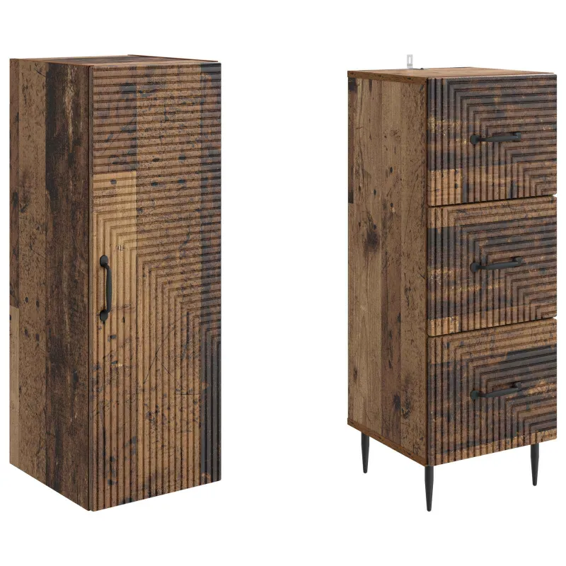 Spintelė 2 pcs Sendintos medienos 33 x 34,5 x 90 cm