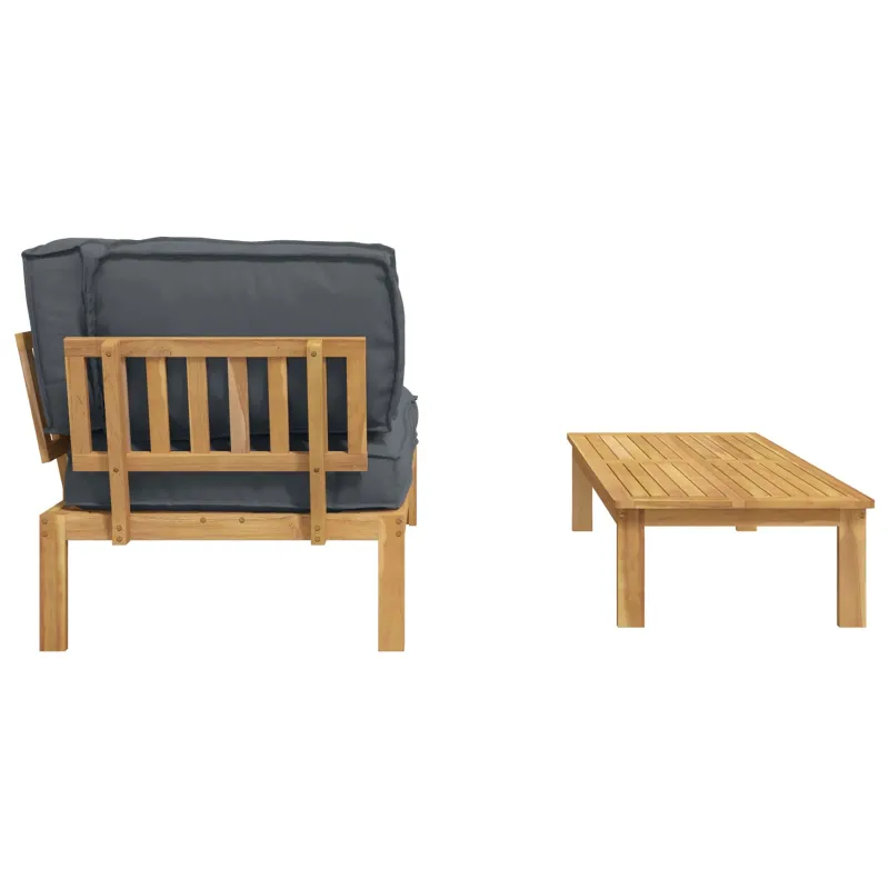 Sofos komplektas 2 pcs Antracitas Kietos akacijos mediena