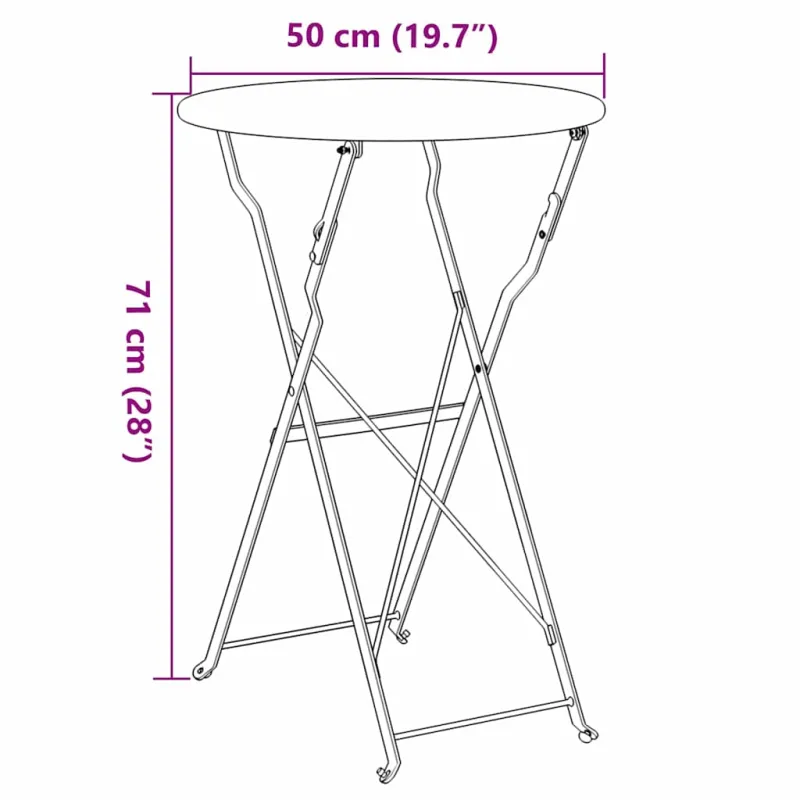 Bistro-pöytä Antrasiitti Ø 50 x 71 cm Pulverimaalattu teräs