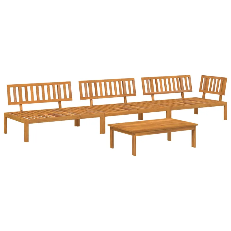 Sofos komplektas 4 pcs Antracitas Kietos akacijos mediena