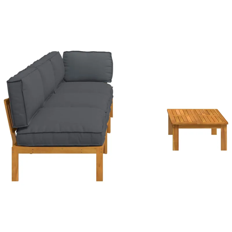 Sofos komplektas 4 pcs Antracitas Kietos akacijos mediena