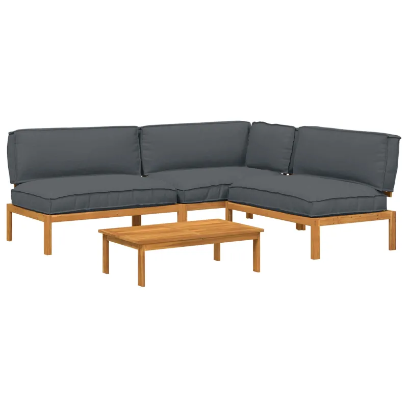Sofos komplektas 4 pcs Antracitas Kietos akacijos mediena