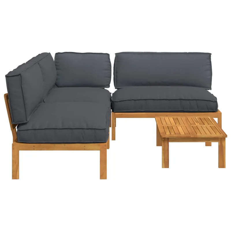 Sofos komplektas 4 pcs Antracitas Kietos akacijos mediena
