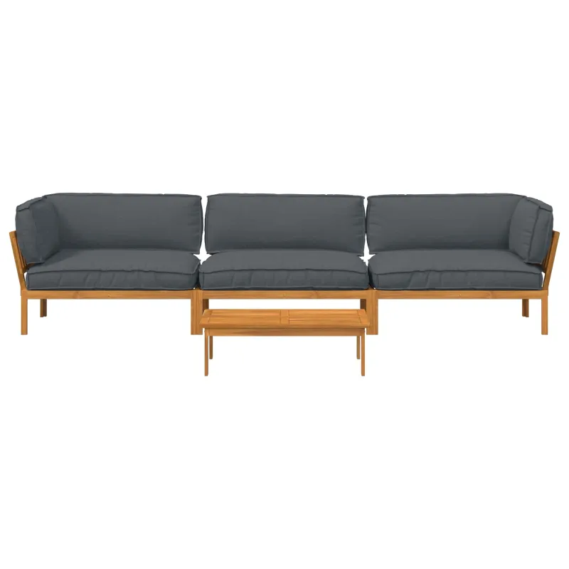 Sofos komplektas 4 pcs Antracitas Kietos akacijos mediena