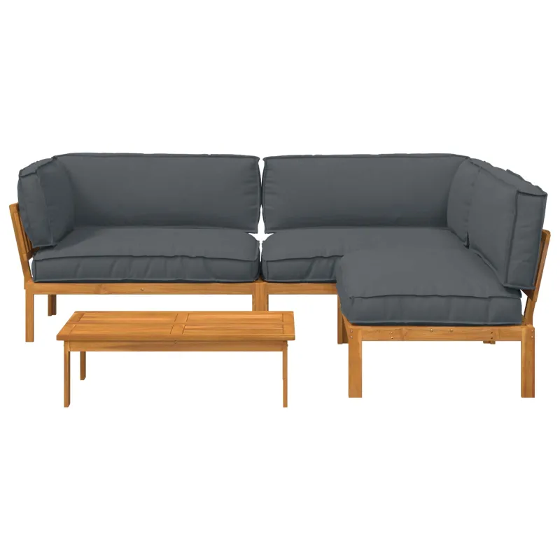 Sofos komplektas 4 pcs Antracitas Kietos akacijos mediena