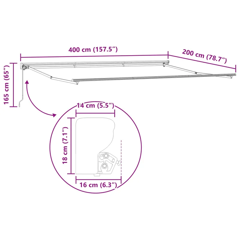 Rankinė sulankstoma markizė Vyšninė 4 x 2 m