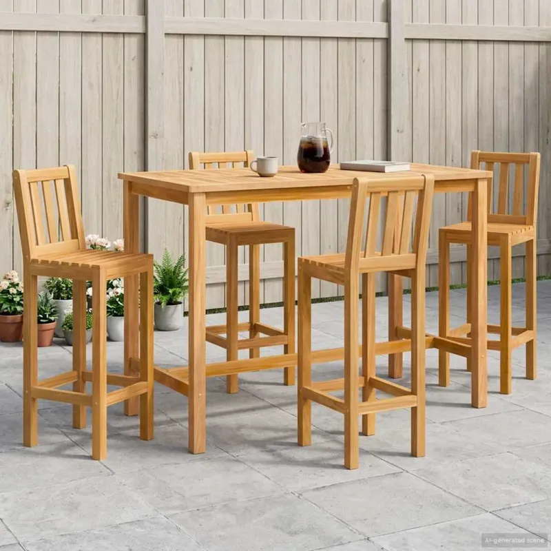 Lauko baro rinkinys 5 pcs Natūrali Kieto teka medžio