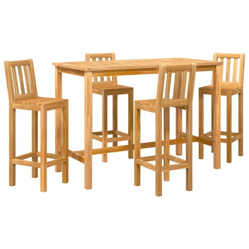 Lauko baro rinkinys 5 pcs Natūrali Kieto teka medžio