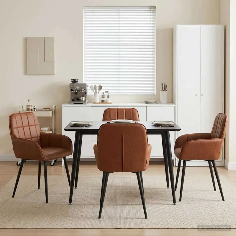 Valgomojo kėdės 4 pcs Dirbtinė oda Ruda 57 x 50 x 85 cm