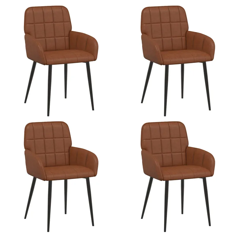 Valgomojo kėdės 4 pcs Dirbtinė oda Ruda 57 x 50 x 85 cm