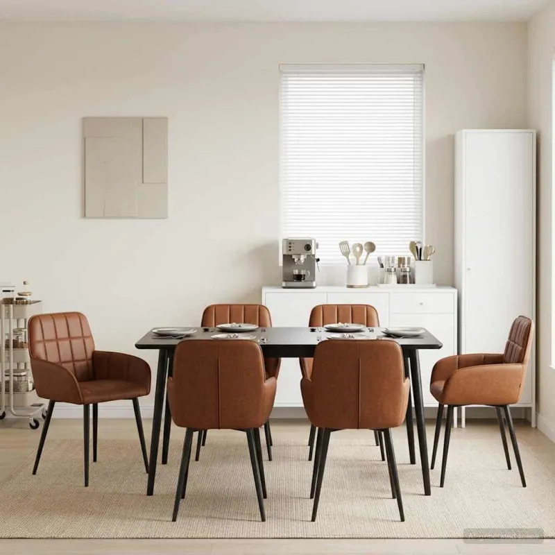 Valgomojo kėdės 6 pcs Dirbtinė oda Ruda 57 x 50 x 85 cm