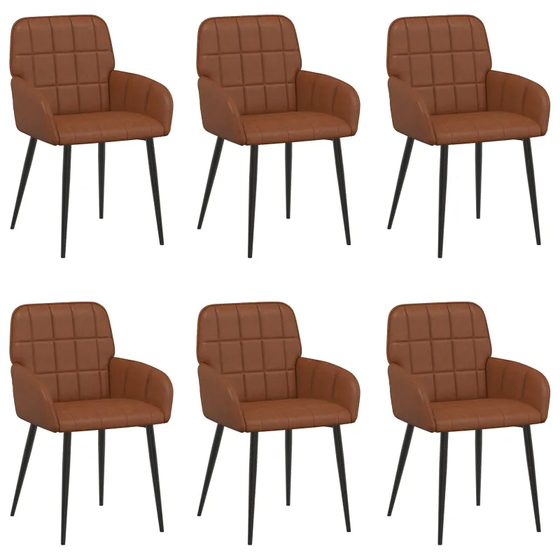Valgomojo kėdės 6 pcs Dirbtinė oda Ruda 57 x 50 x 85 cm
