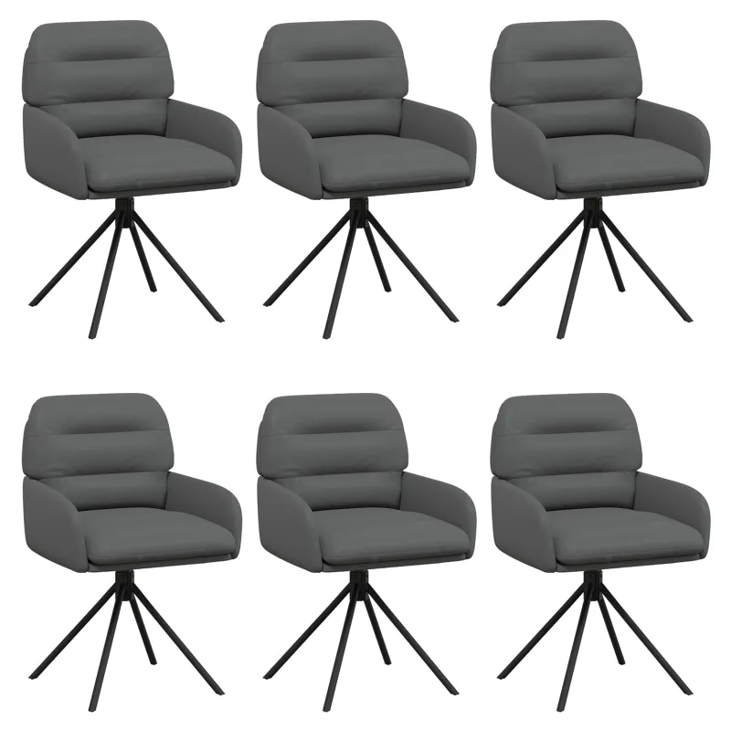 Sukamos valgomojo kėdės 6 pcs Dirbtinė oda Pilka
