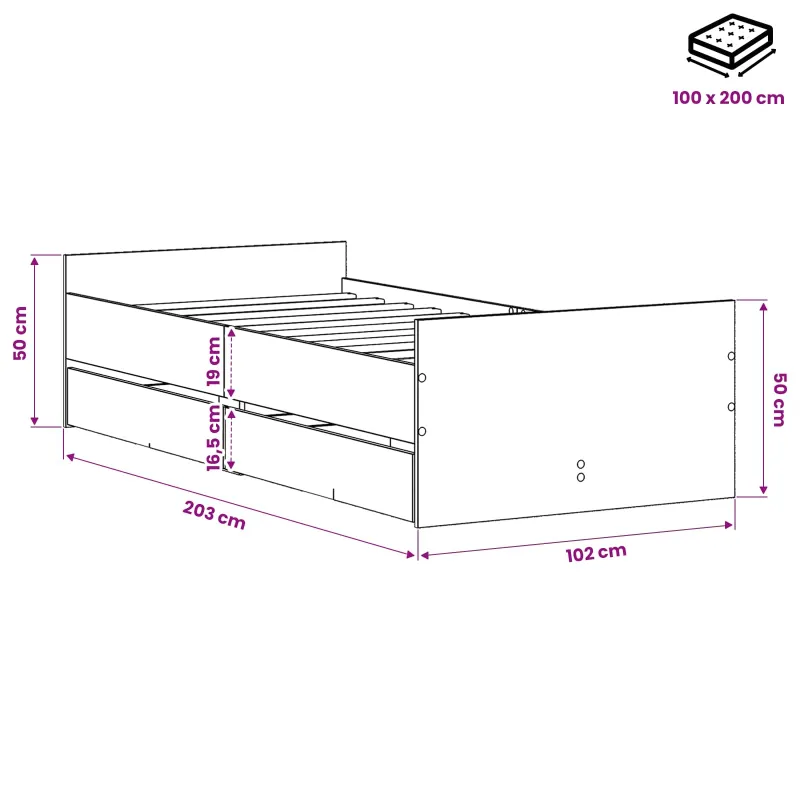 Lovos rėmas Artisano ąžuolo 100 x 200 cm Apdirbta mediena