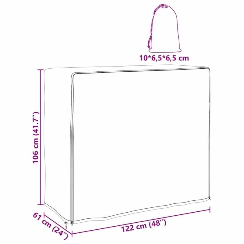 Malkinės dangtis Juoda 61 x 122 x 106 cm 600D Oxford audinys