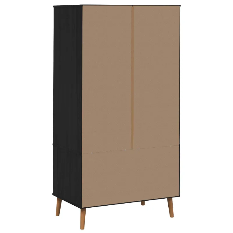 Spinta MOLDE Juoda 90 x 55 x 175 cm Pušies medienos masyvas
