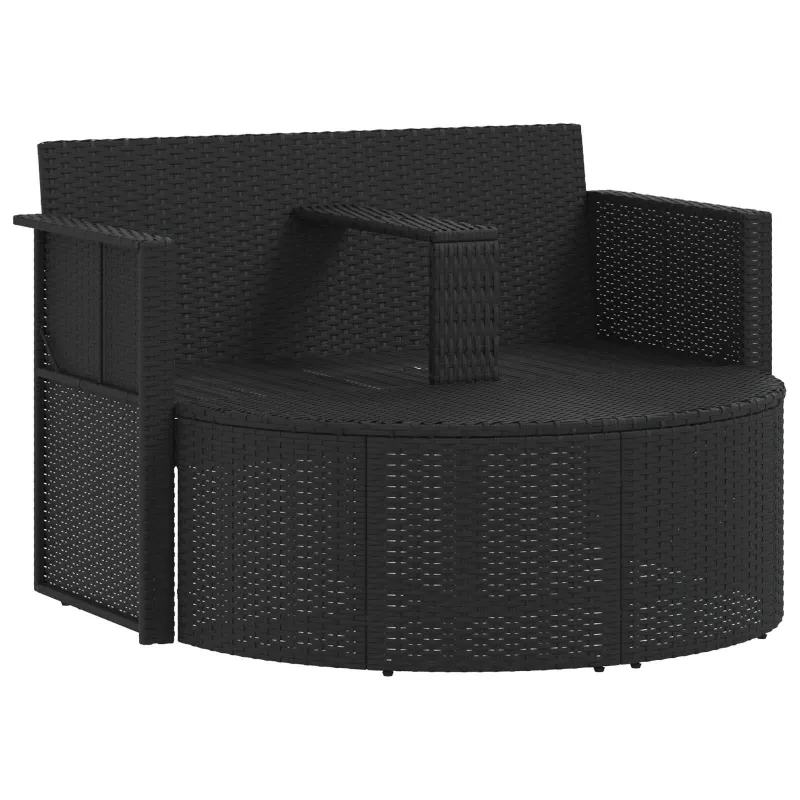 Sodo sofa su pagalve 8 pcs Juoda ir turkio poliratanas