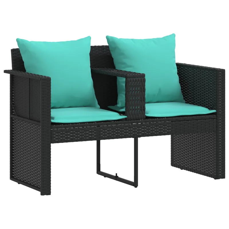 Sodo sofa su pagalve 8 pcs Juoda ir turkio poliratanas