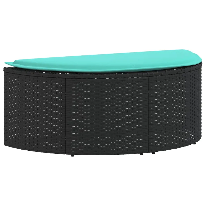 Sodo sofa su pagalve 8 pcs Juoda ir turkio poliratanas