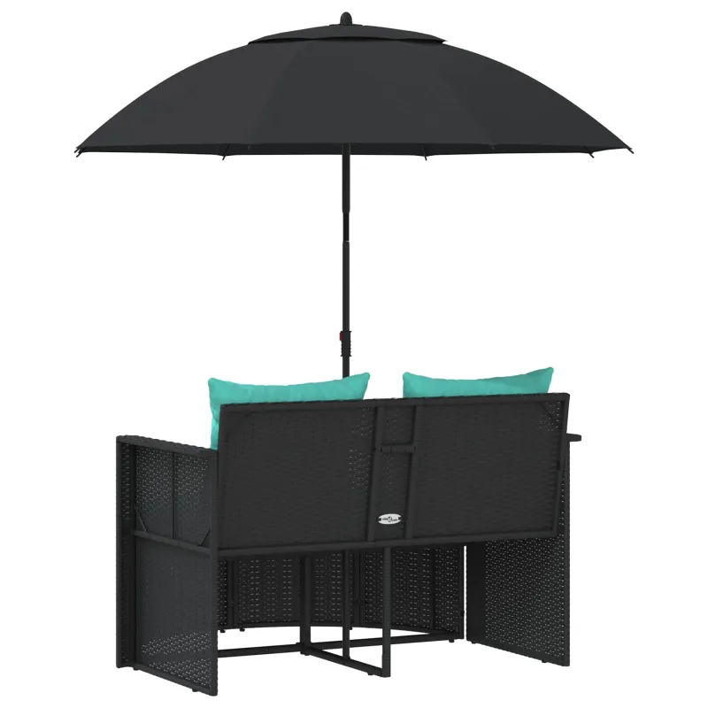 Sodo sofa su pagalve 8 pcs Juoda ir turkio poliratanas