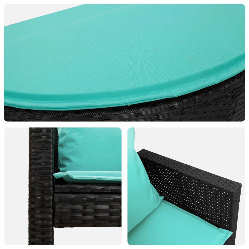Sodo sofa su pagalve 8 pcs Juoda ir turkio poliratanas