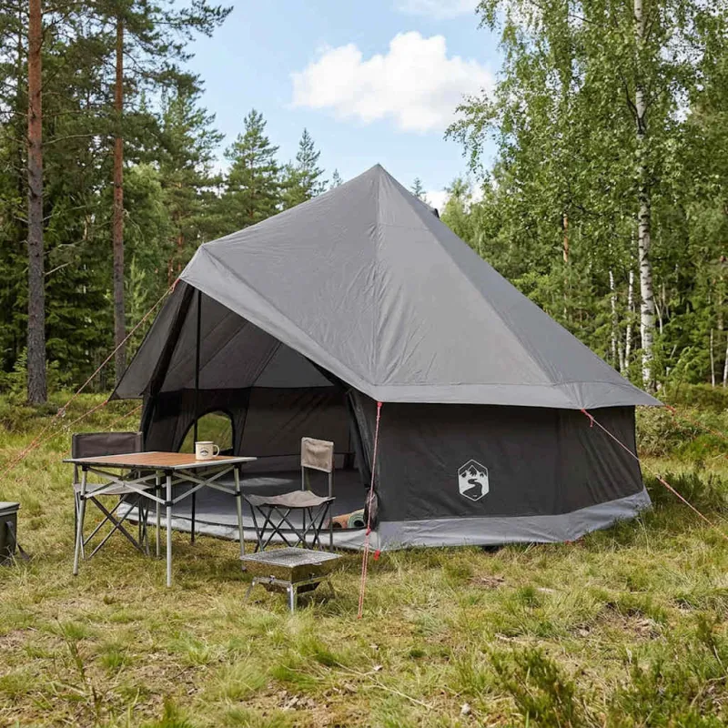 Tipi palapinė su stogu Ruda Pilka 400 x 400 x 250 cm