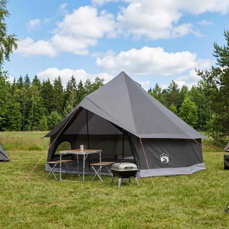 Tipi palapinė su stogu Ruda Pilka 600 x 600 x 350 cm