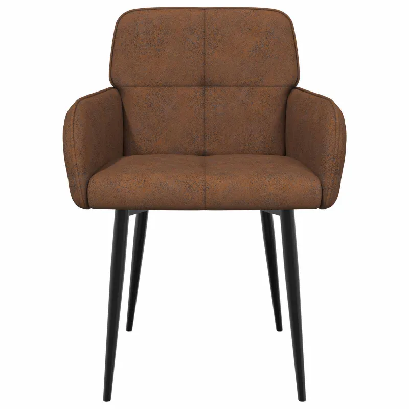 Valgomojo kėdės 2 pcs Dirbtinė suedė oda Ruda 59 x 56,5 x 85 cm