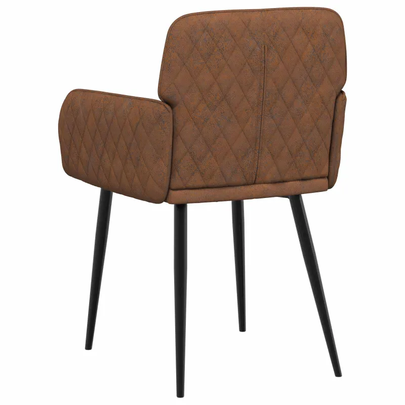 Valgomojo kėdės 2 pcs Dirbtinė suedė oda Ruda 59 x 56,5 x 85 cm