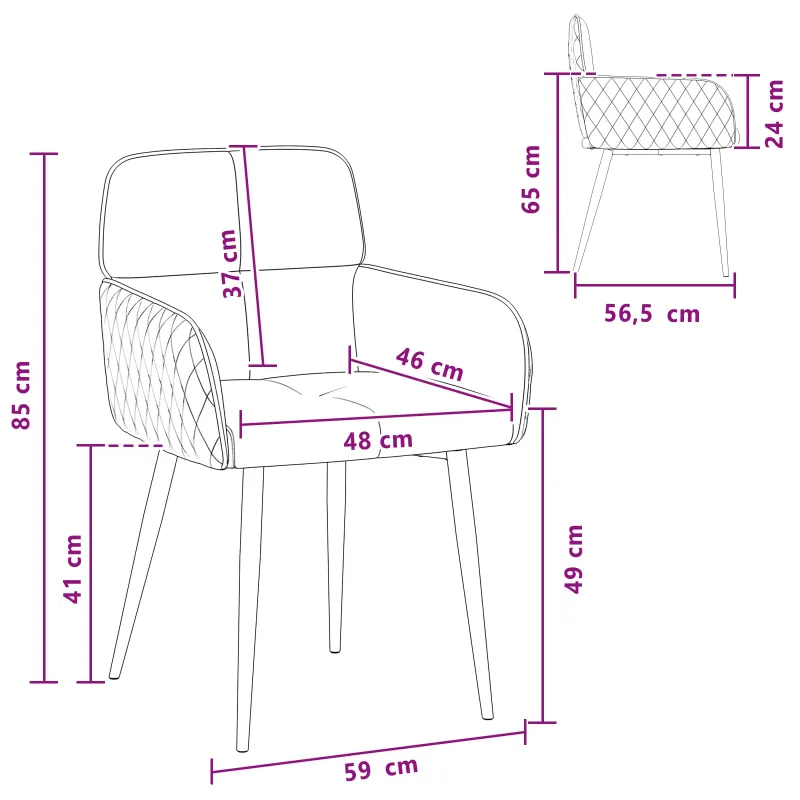 Valgomojo kėdės 2 pcs Dirbtinė suedė oda Ruda 59 x 56,5 x 85 cm