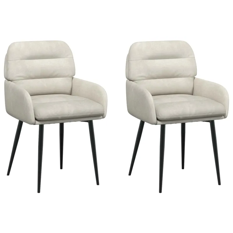 Valgomojo kėdės 2 pcs Aksomas Kreminė 59 x 59,5 x 90 cm