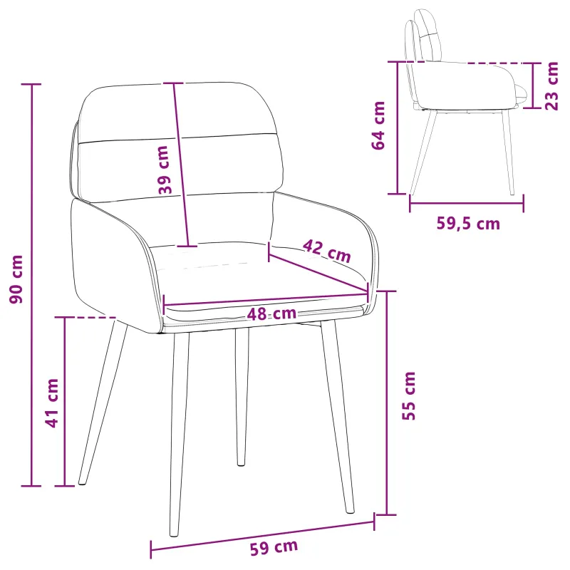 Valgomojo kėdės 2 pcs Aksomas Kreminė 59 x 59,5 x 90 cm