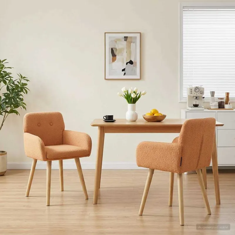Valgomojo kėdės 2 pcs Bouclé Smėlio 59 x 57 x 85 cm