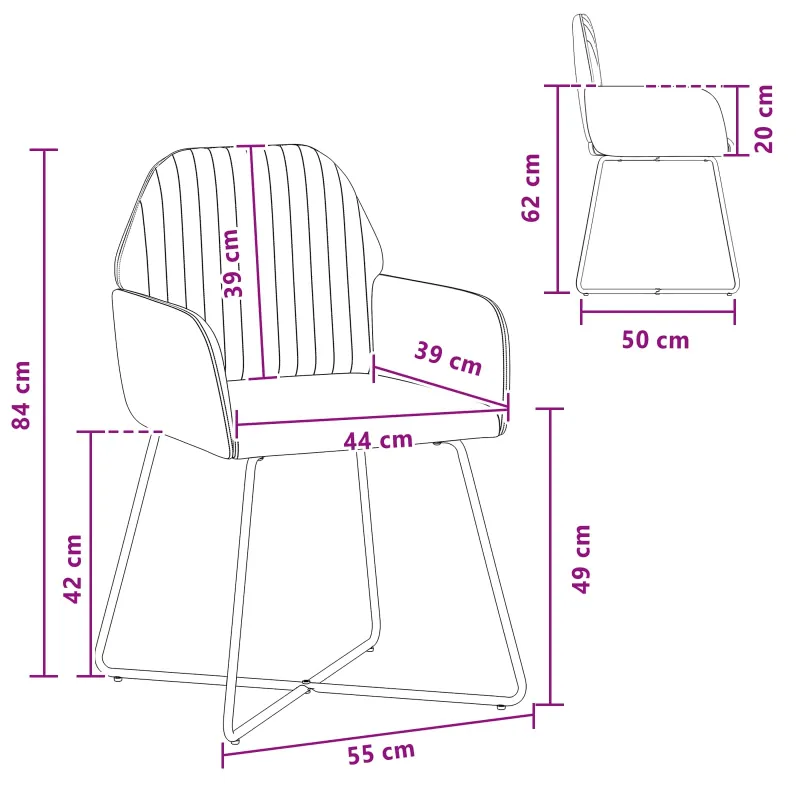 Valgomojo kėdės 2 pcs Aksomas Turkio 55 x 50 x 84 cm