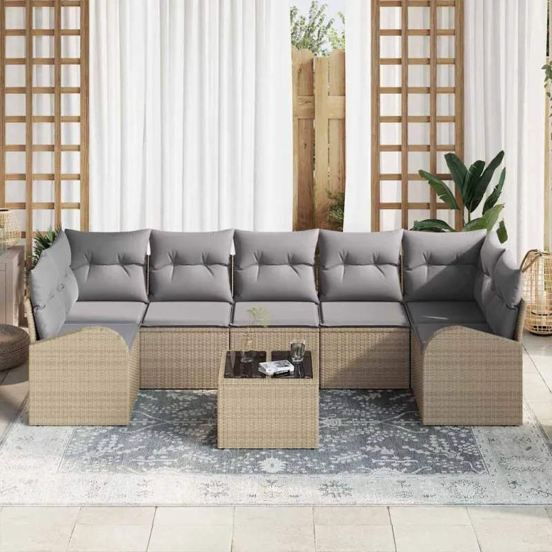 Sodo Sofų Rinkinys Smėlio 55 x 55 x 37 cm poliratanas