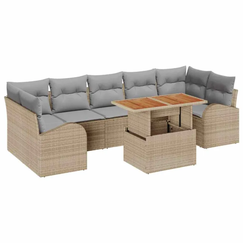 Sodo Sofų Rinkinys 8 pcs smėlio ir šviesiai pilkos spalvos