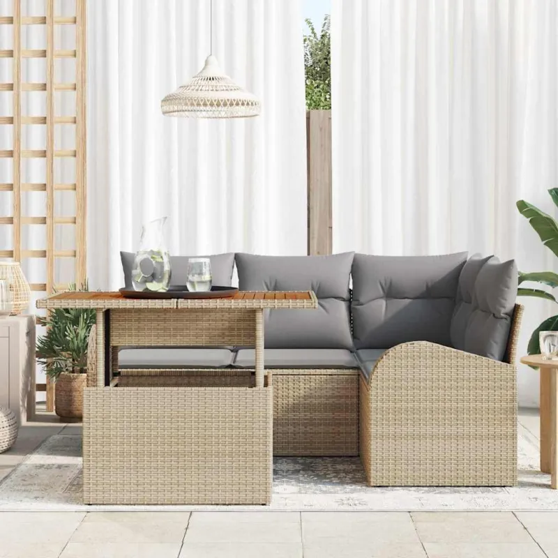 Sodo Sofų Rinkinys 5 pcs smėlio ir šviesiai pilkos spalvos