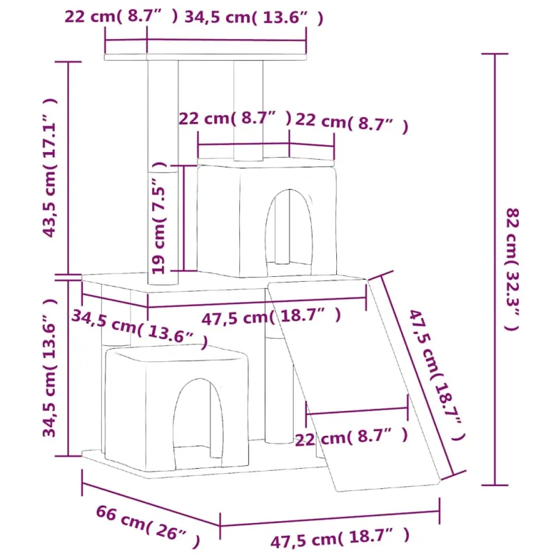 Draskyklė katėms su stovais iš sizalio, tamsiai pilka, 82cm