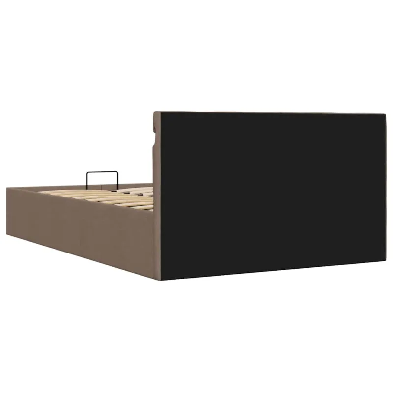 Lovos rėmas su LED ir daiktadėže, taupe, 140x200cm, audinys