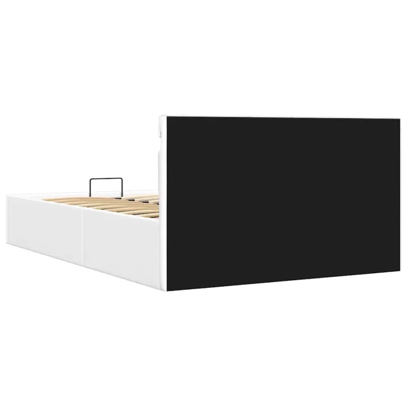 Lovos rėmas su LED/daiktadėže, baltas, 140x200cm, dirbtinė oda