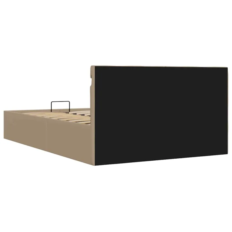Lovos rėmas su LED/daiktadėže, rudas, 140x200cm, dirbtinė oda