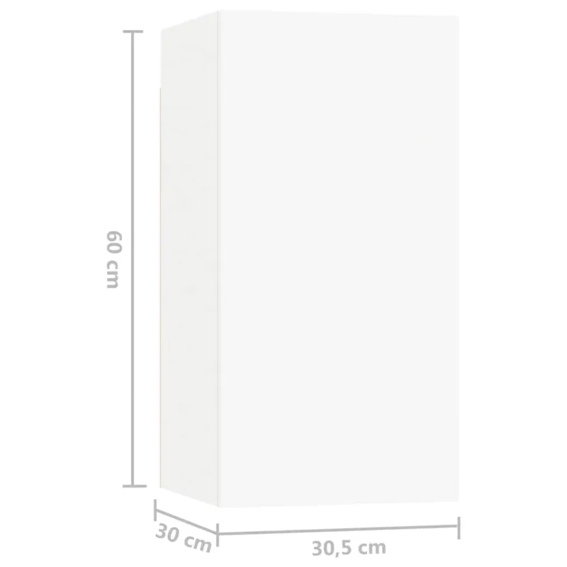 Televizoriaus spintelių komplektas, 5 dalių, baltas, mediena