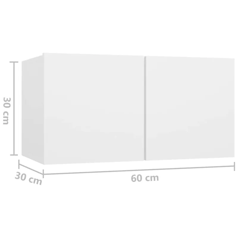 Televizoriaus spintelių komplektas, 5 dalių, baltas, mediena