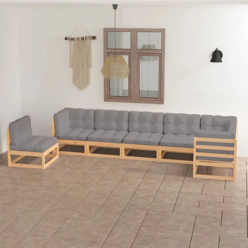 Sodo komplektas su pagalvėlėmis, 7 dalių, pušies masyvas