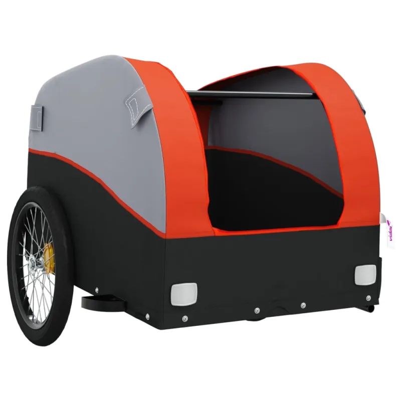 Dviračio priekaba, juodos ir oranžinės spalvos, 45kg, geležis