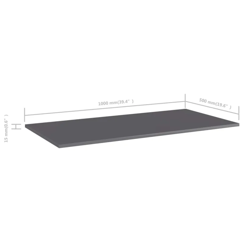 Knygų lentynos plokštės, 4vnt., pilkos, 100x50x1,5cm, MDP